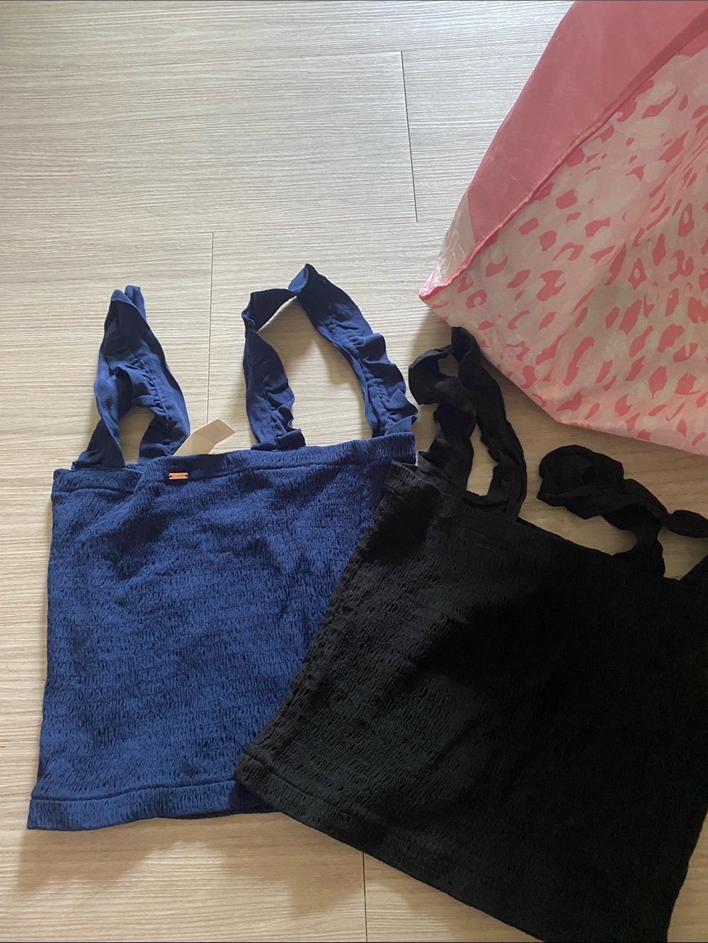 Victoria's Secret PINK Ribbed Navy Blue and Black Tank Tops